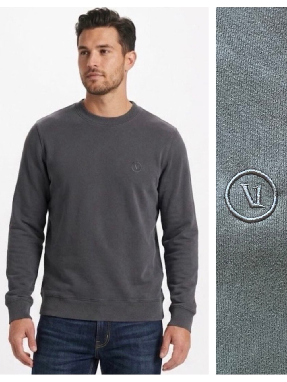 Vuori Men's Gray Cypress Crewneck Sweatshirt Small
